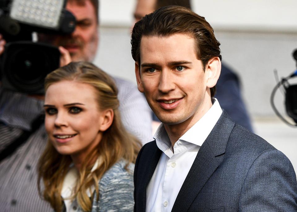  Conservative Sebastian Kurz, 31, pictured with his girlfriend Susanne Thier