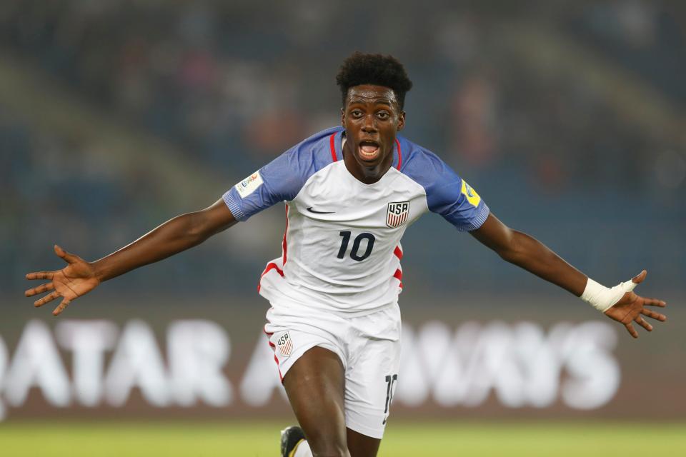  Timothy Weah scored a superb hat-trick for USA at Under-17s World Cup