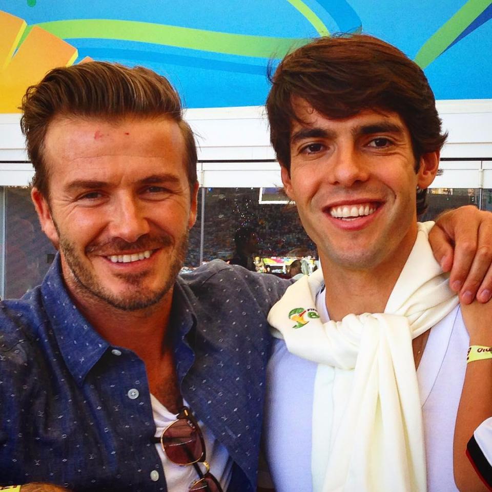  Kaka poses for a selfie with David Beckham