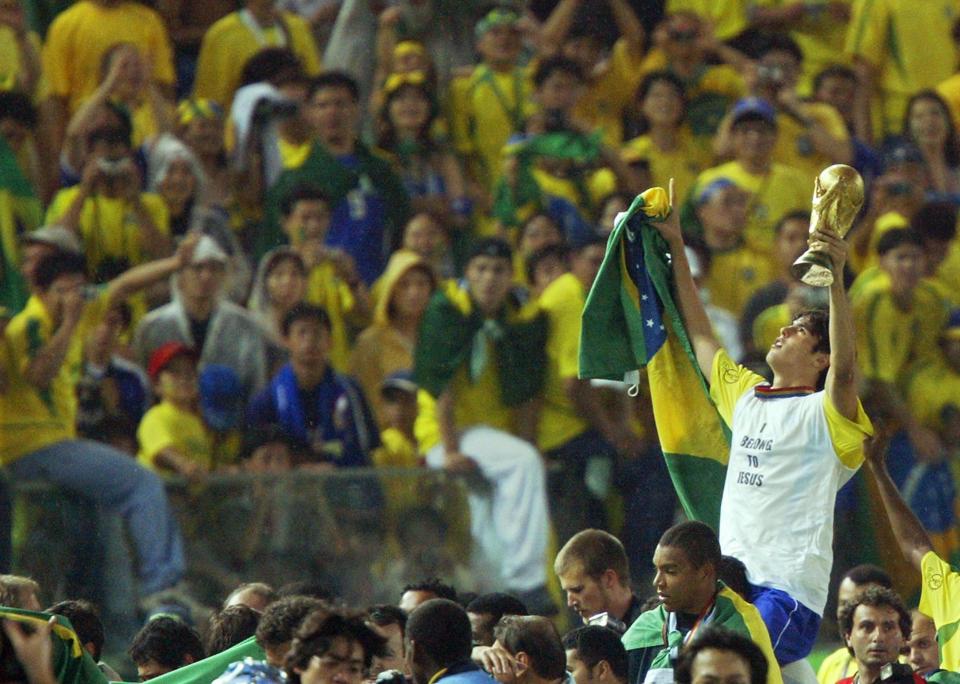  Kaka lifts the World Cup with Brazil in 2002