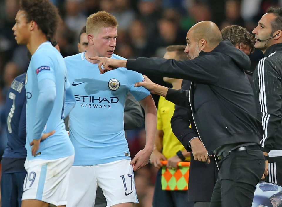 Kevin De Bruyne had an animated conversation with his boss Pep Guardiola - and heated words with captain David Silva