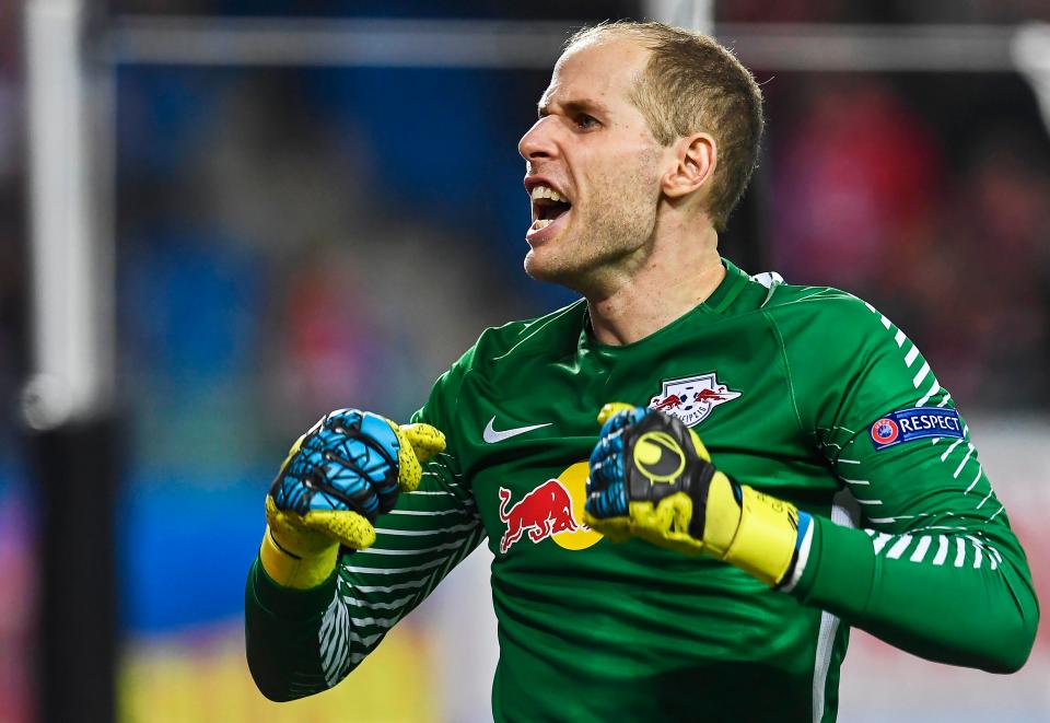  Peter Gulacsi celebrates Champions League win over Porto