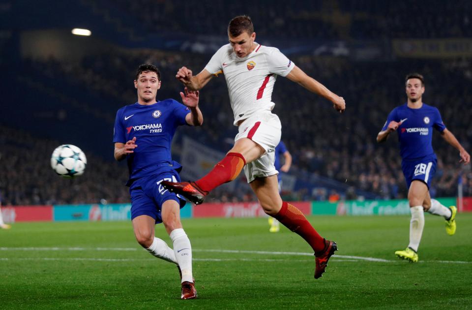 Edin Dzeko bagged a double for Roma before Chelsea revived for a 3-3 draw