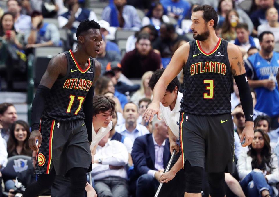  Marco Bellinelli (right, pictured with Dennis Schroder) says the Atlanta Hawks can reach the play-offs