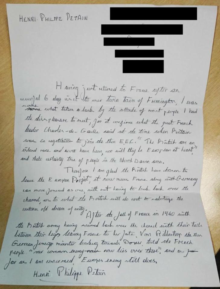  The letter was sent to the local paper