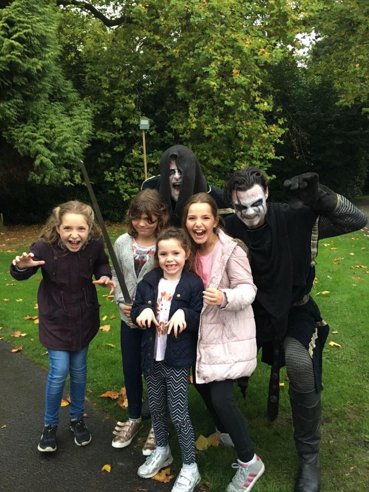  The girls get into character with spooky staff at Warwick Castle