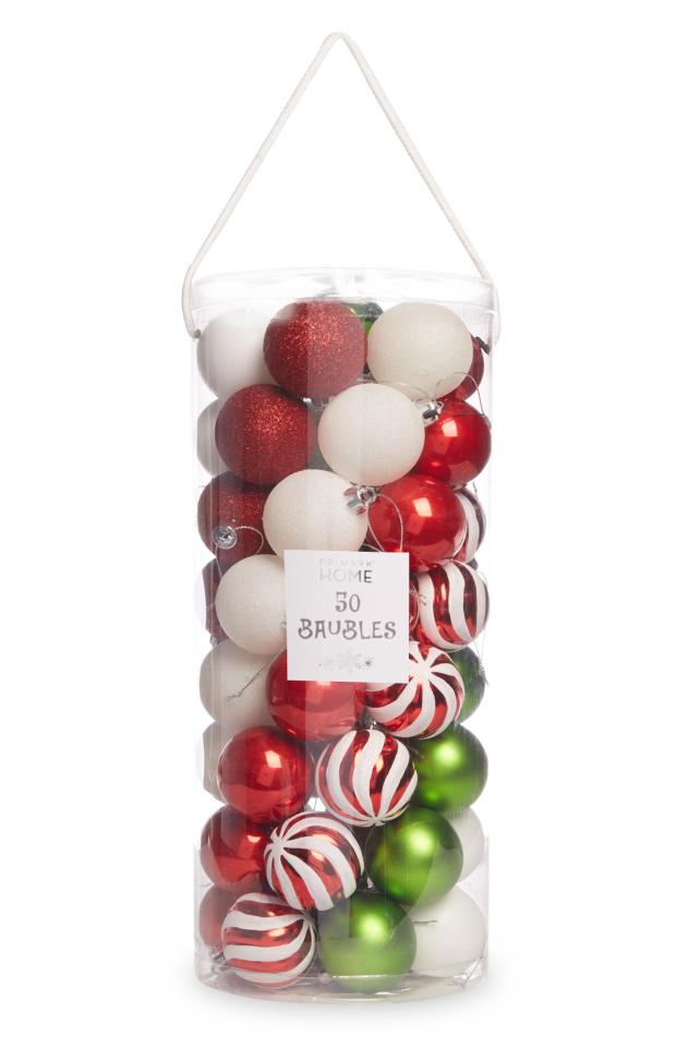  You can get a whopping 30 baubles for just £6, including candy cane-coloured balls