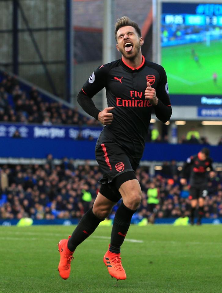  Aaron Ramsey scored Arsenal's fourth goal in the 5-2 win against Everton