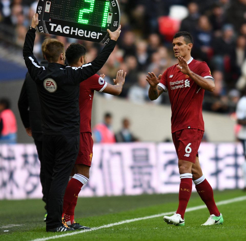 Dejan Lovren was hauled off after half an hour and replaced by Alex Oxlade-Chamberlain