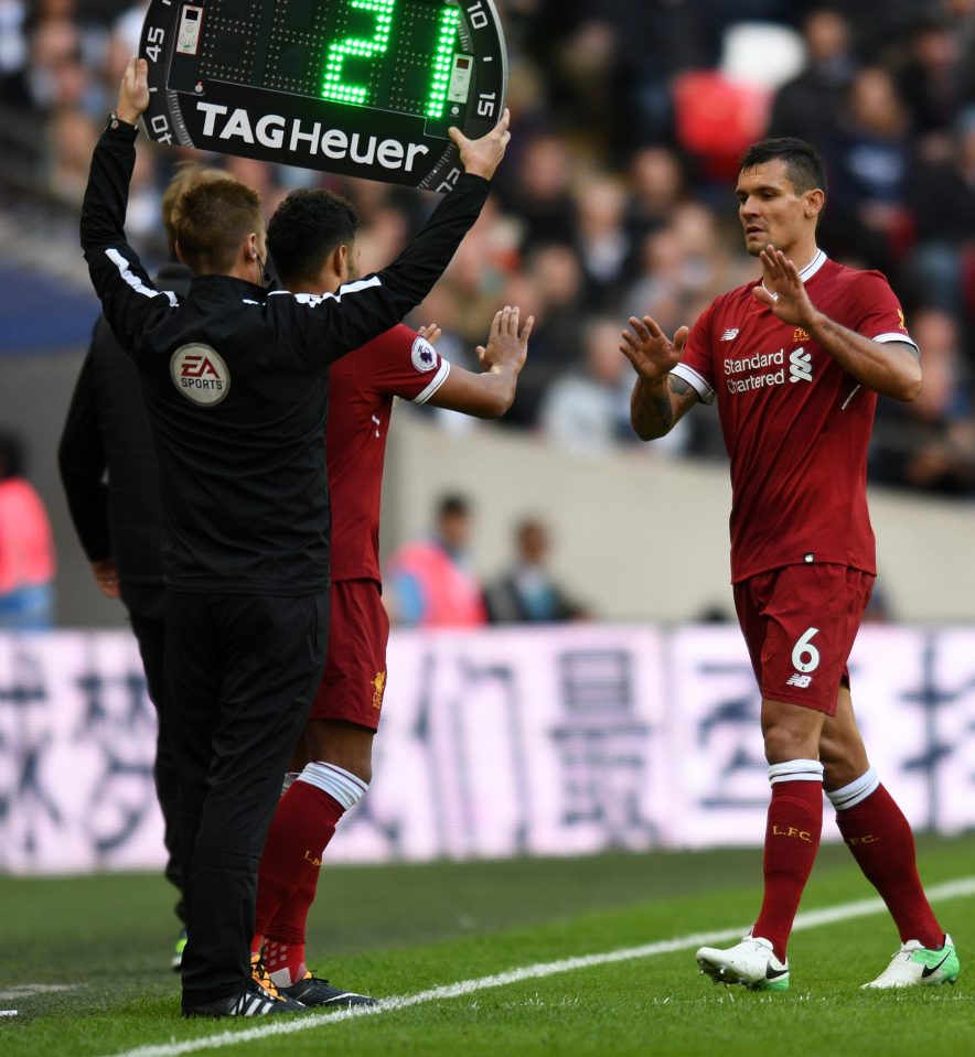  Dejan Lovren was subbed off after just 31 minutes against Tottenham