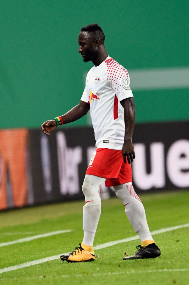  Keita leaves the field after receiving a red card