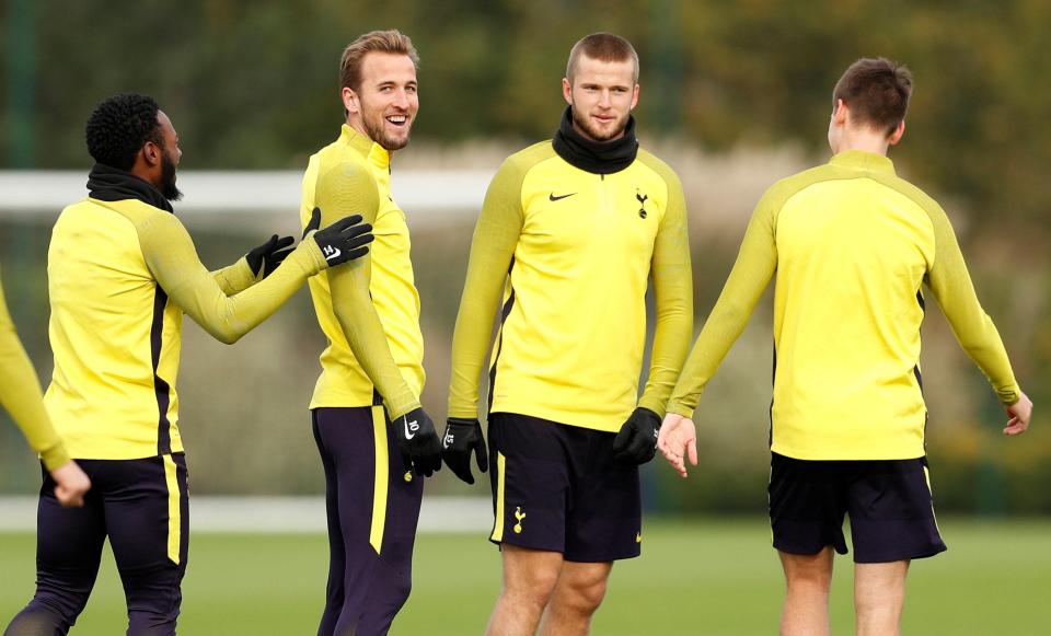  Harry Kane shares a laugh with Tottenham team-mates