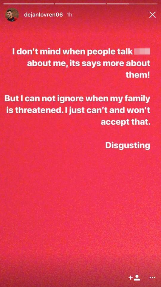  Dejan Lovren said he would not tolerate threats against his family