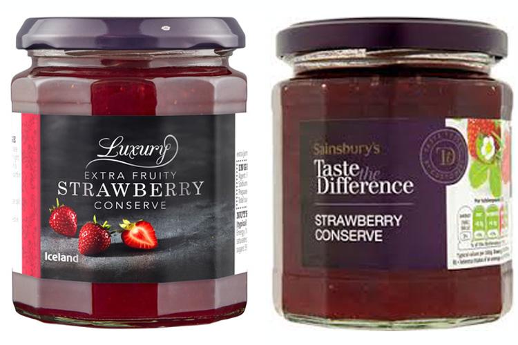  Iceland's and Sainsbury's jams both cost and weight the same