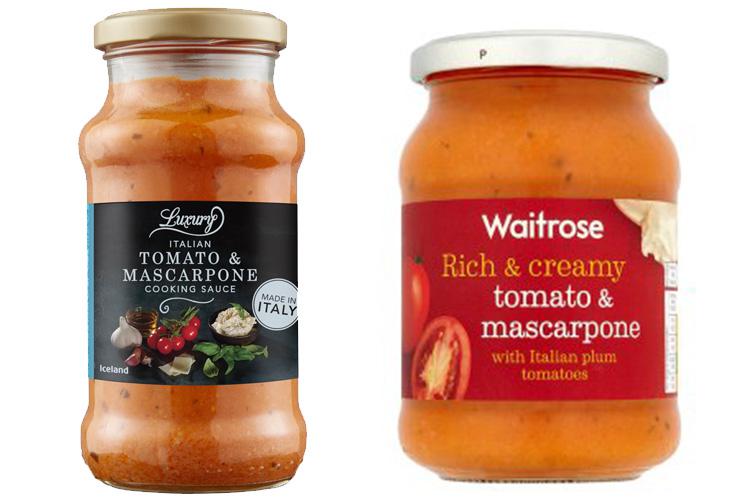  Iceland's tomato and mascarpone sauce looks very similar to the one from rival Waitrose