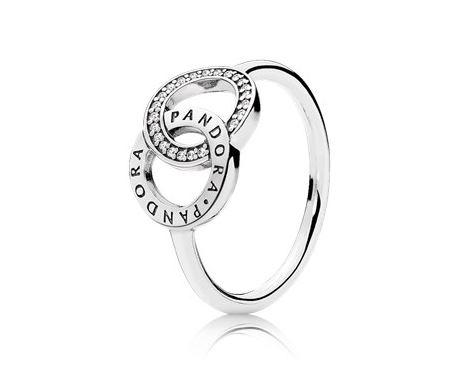 This hand-finished, sterling silver ring featuring the Pandora logo costs £45