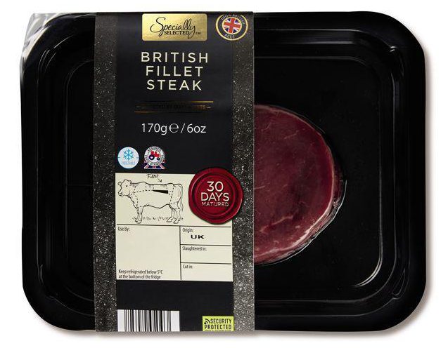  Specially Selected 30-day aged fillet steak from Aldi costs £5.49