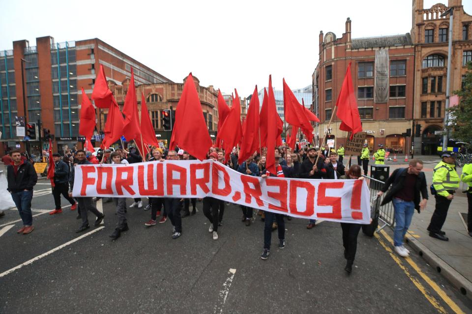  Lefties took to the streets - but police kept the route away from the venue