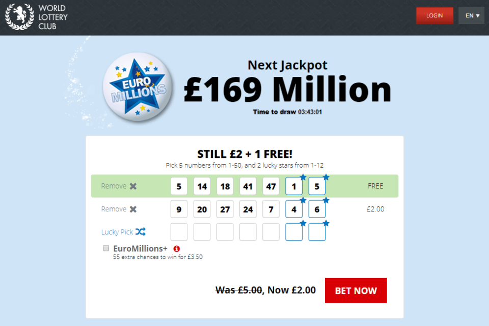  People wanting to place a bet through the World Lottery Club will do it through a screen like this. You will need to scroll down for the terms and conditions