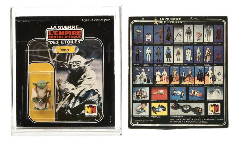 The rare French Yoda figure is from the second film, the Empire Strikes Back