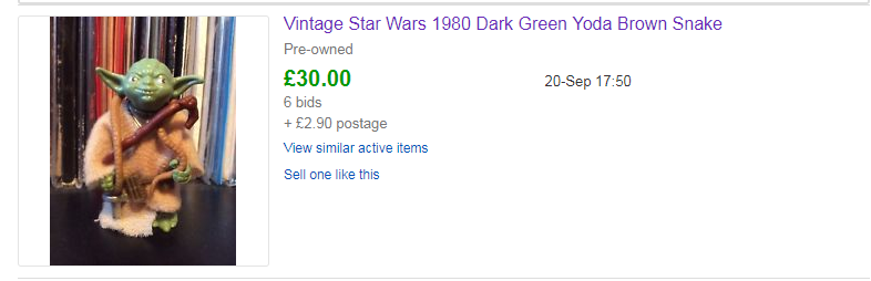 This Yoda figure from 1980 just sold for £30 on eBay