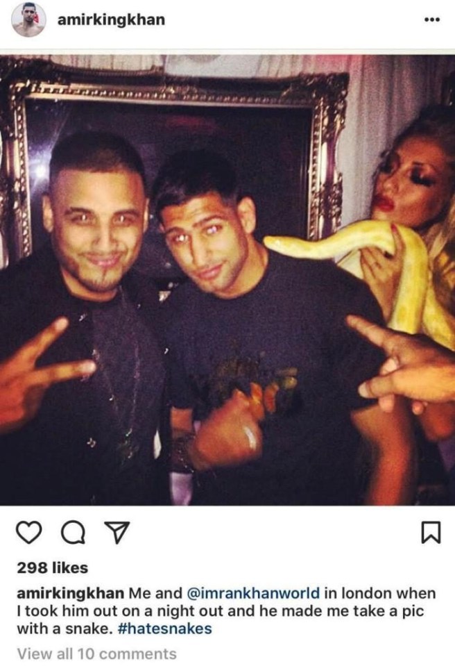 Amir Khan’s best pal says the boxer IS terrified of snakes and insists he made him pose with the reptile on a night out