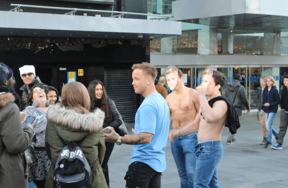  Sam Callahan’s fan meet and greet hijacked by topless look-a-likes in London earlier this week