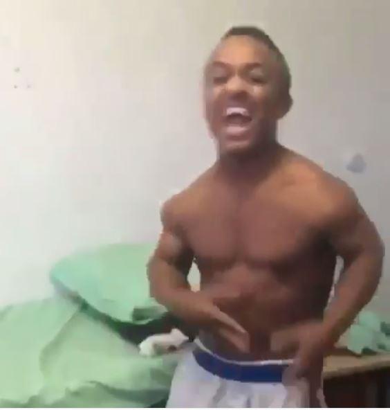 Aiden Henry, 28, posed showing off his body in footage that appears to have been filmed inside his prison cell