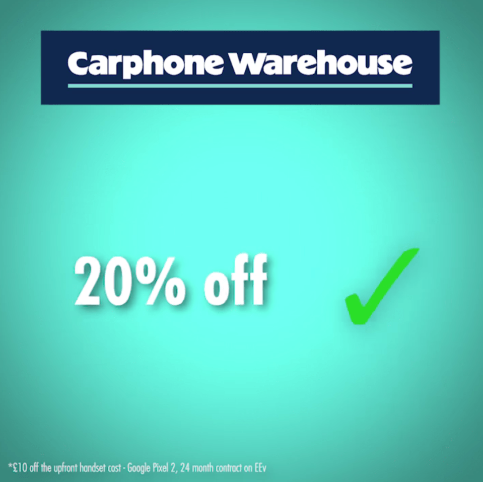  20 per cent off a handset at Carphone Warehouse isn't to be laughed it