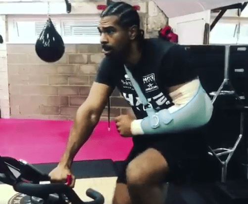 Haye posted a video of him training in the gym