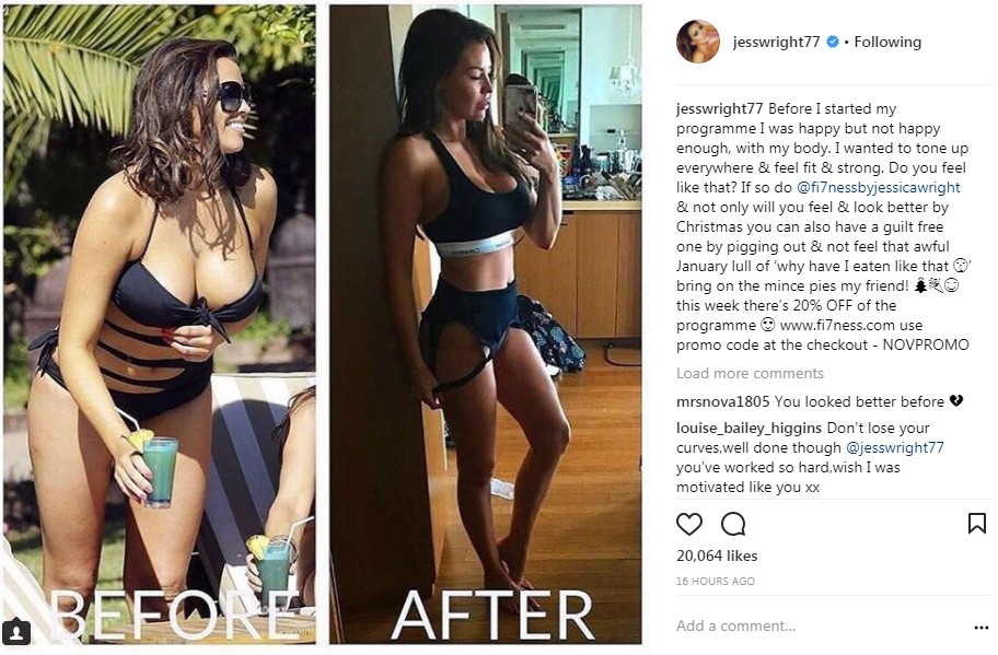  Jessica Wright showed off her body transformation on Instagram