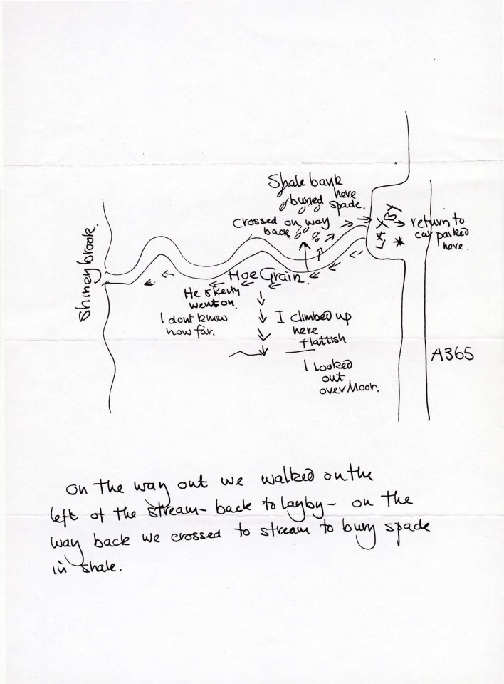 A BBC documentary revealed Myra had supplied this map along two others to forensics who were searching for the victims