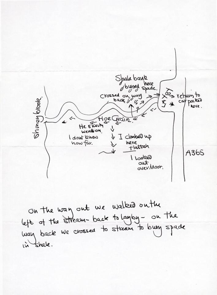  A BBC documentary revealed Myra had supplied this map along two others to forensics who were searching for the victims