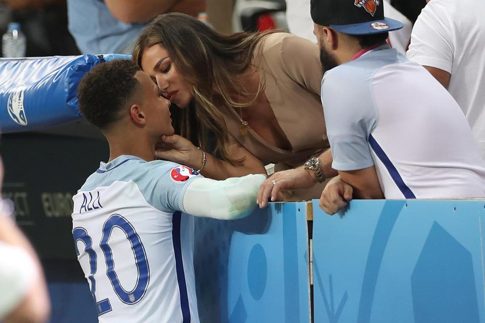  Ruby Mae comforting Alli after the defeat to Iceland which saw them knocked out of the tournament