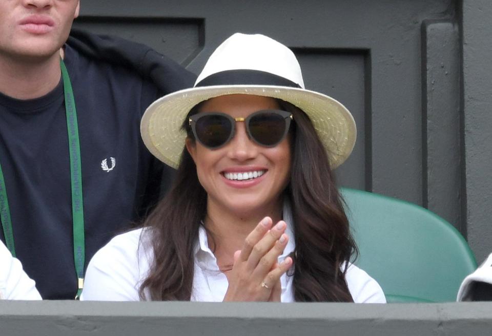  Glamorous Meghan was photographed in the Royal Box at Wimbledon in June 2016