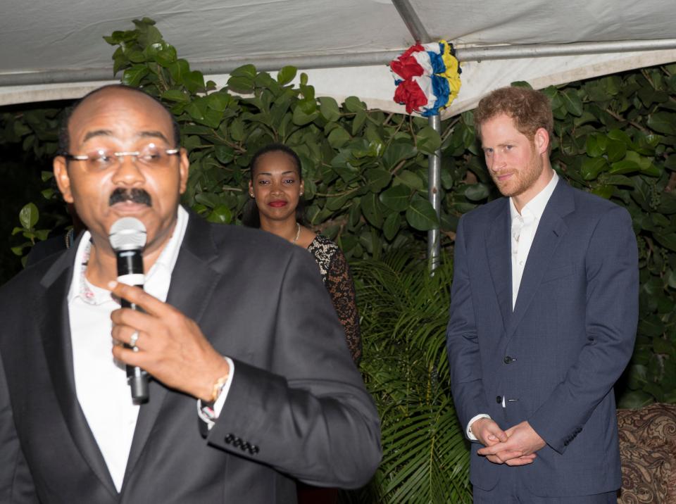  Antigua's Prime Minister Gaston Browne teased Harry that he was soon expecting a new princess