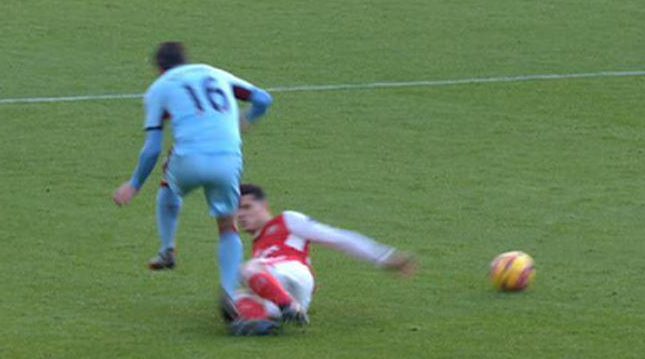  Arsenal midfielder Granit Xhaka picked up his ninth red card in three years after his foul on Steven Defour in January