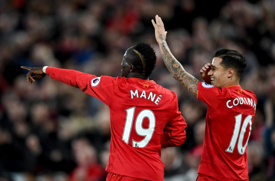 Philippe Coutinho pipped Sadio Mane to the No1 spot by less than one per cent