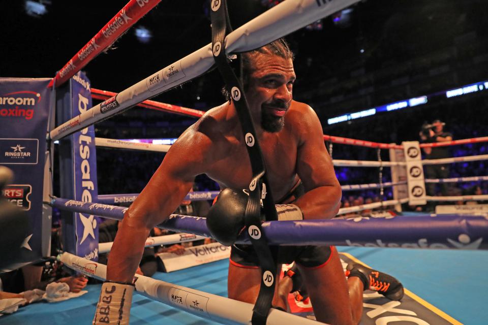  David Haye was knocked through the ropes during his fight with Tony Bellew in March