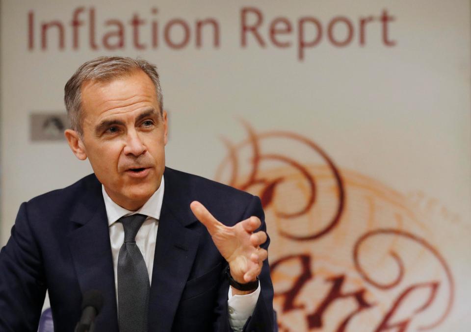  Governor Mark Carney said rates may rise twice over the next three years