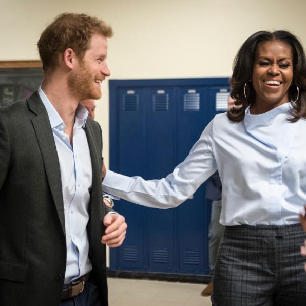  Prince Harry and Michelle Obama at Hyde Park Academy