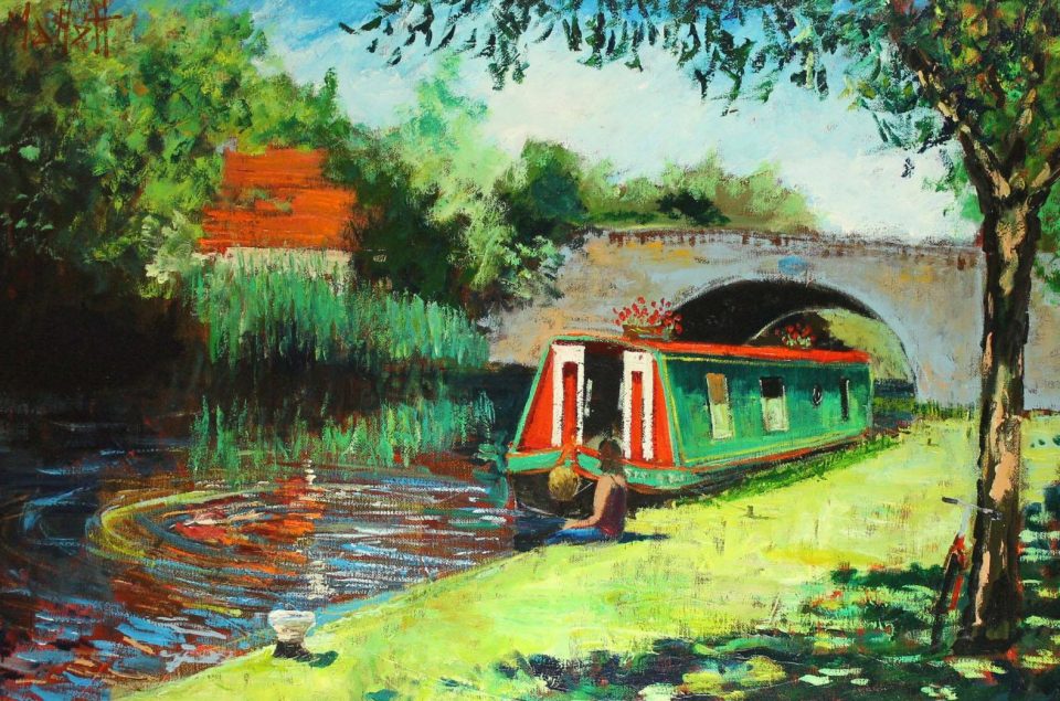  The canal painting, a 30ins by 20ins work called 'By the Bridge' is being sold at an auction this week