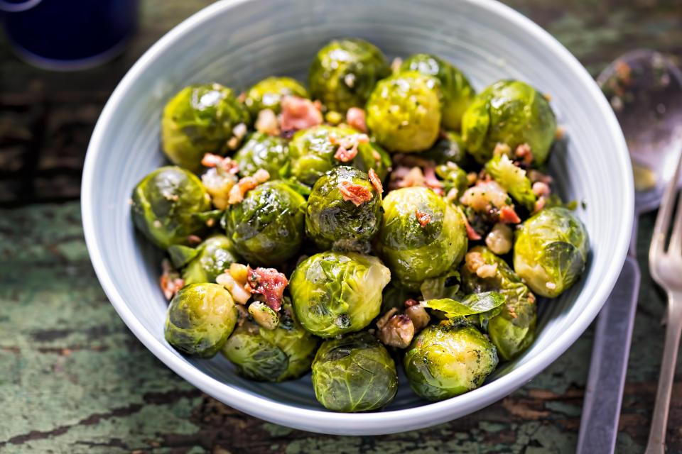  Stick a bit of bacon in your sauteed Brussels for extra brownie points