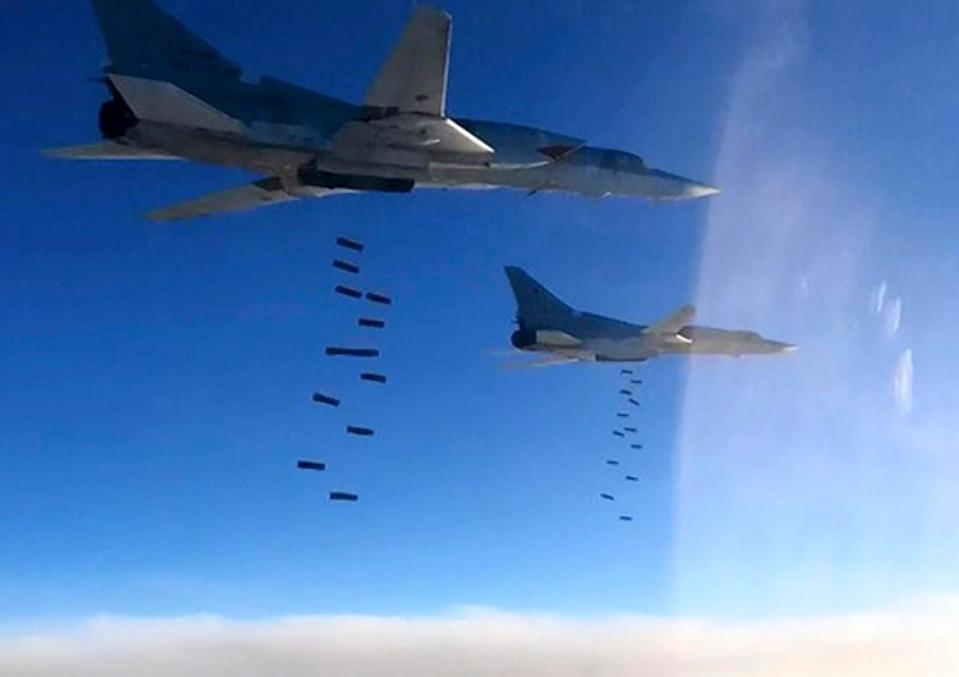 Russian Air Force Tu-22M3 bombing Islamic State group targets in Syria