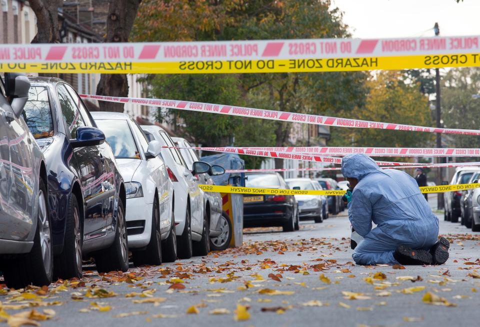  Police searched a street in East London for evidence surrounding latest acid attack