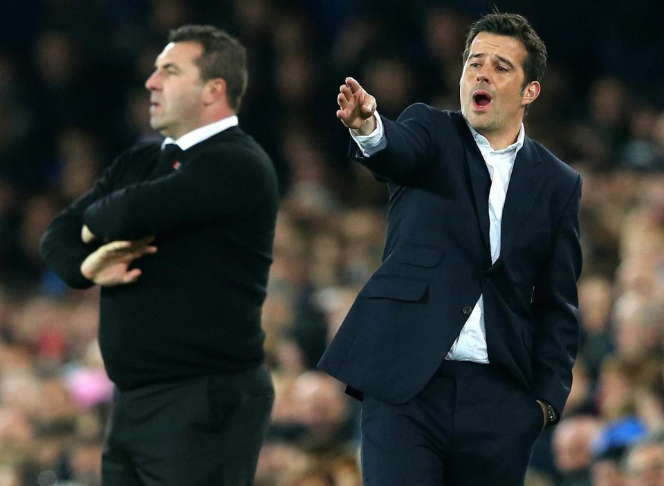  Everton want Marco Silva, right, to take over from their current caretaker boss David Unsworth, left