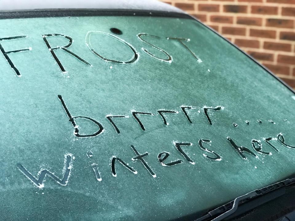  Frost covers a a car's windscreen in Godalming