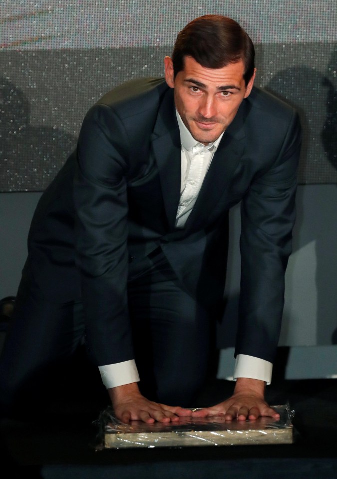 Iker Casillas left his handprints in concrete to commemorate the award