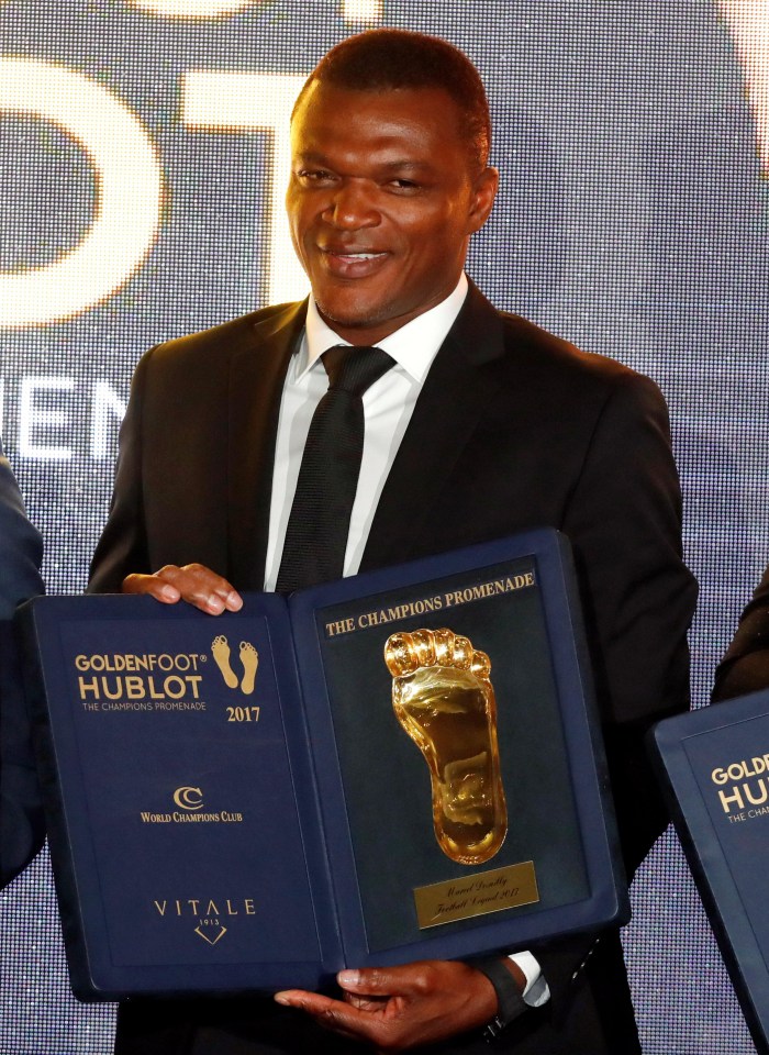 Marcel Desailly poses with the award at the star-studded gala