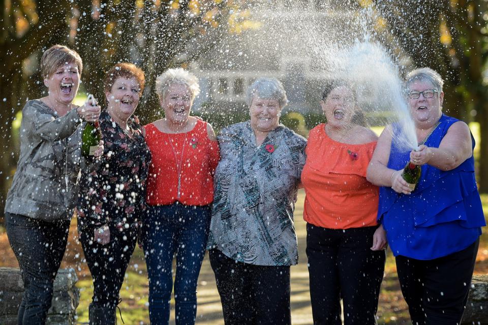  The dinner ladies toasted their £25m win on the EuroMillions draw at Hensol Castle, Hensol